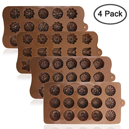 4 Pack Flower Shape Silicone Molds Chocolate Candy Mold