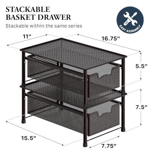 Stackable Cabinet Basket Drawer Organizer
