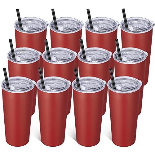 20oz Tumbler Bulk with Lid and Straw 12 Pack (12 Count)