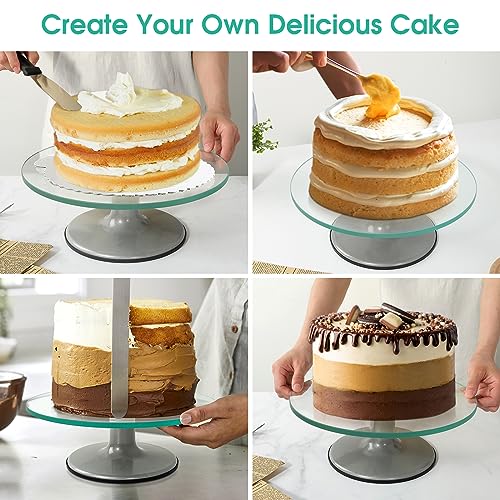 Glass Cake Turntable for Decorating 12 Inches