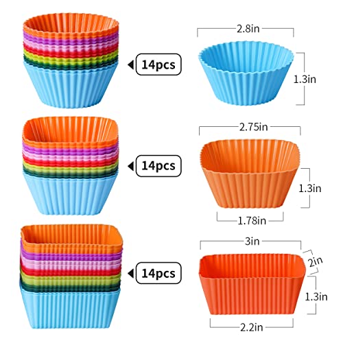 Silicone Bento Lunch Box Dividers 3 Shapes of Standard Round & Square & Rectangle (3 Count)