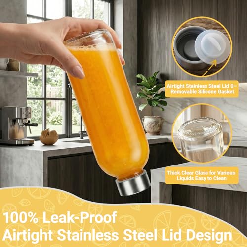 24 oz Glass Water Bottles with Lids