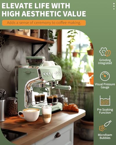 Espresso Machine with Grinder and Steam Wand