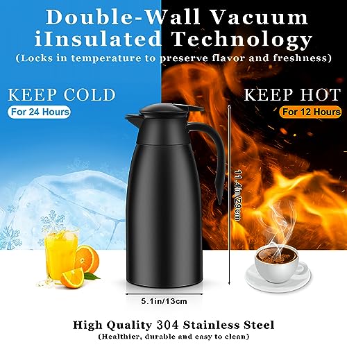 2 Pcs Thermal Coffee Carafe Insulated Stainless Steel Coffee Carafe for Hot Liquid Vacuum Thermal Pot Creamer Pitcher Dispenser with Brushes Keeping Hot Water Milk (2 Count)
