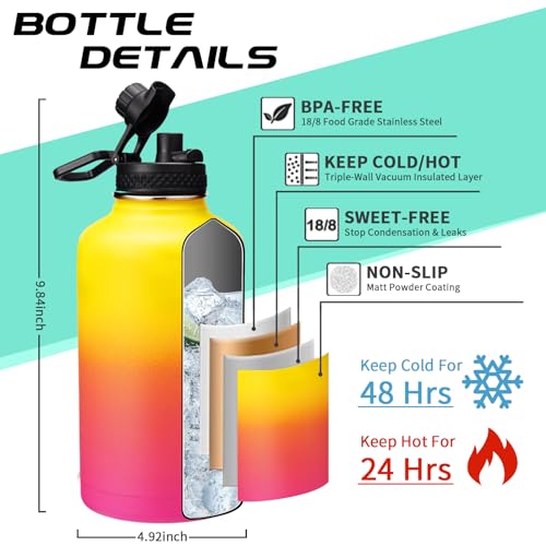 64oz Water Bottle Stainless Steel (9 Count)