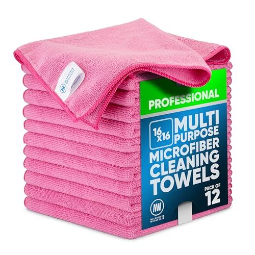 MW Pro Pink Microfiber Cleaning Cloths (12 Count)