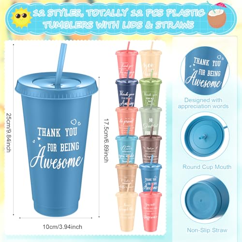 36 Pcs Employee Appreciation Gifts Bulk 24 oz Thank You Tumbler with Lid and Straw Mini Spiral Notebooks and Pens Appreciation Gifts for Team Employee Coworkers Teacher (36 Count)