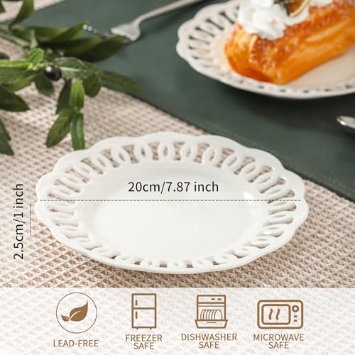 Round Appetizer Plate with Scalloped Edge Lace Rim (4 Count)