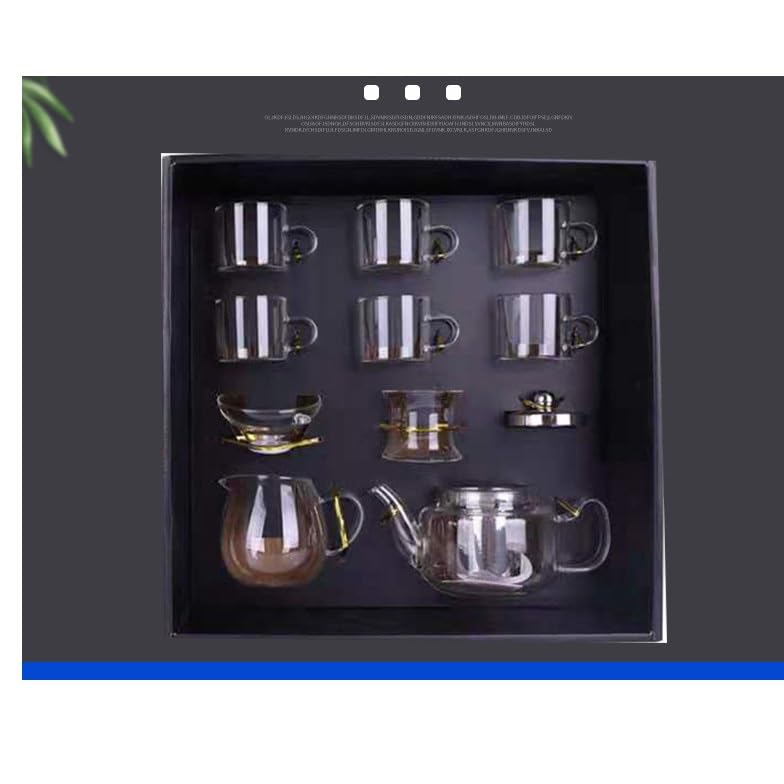 Tea Set Gift Set Kettle Home Office Thickened tability Glass Teapot Set with 6 Glass Cup Auspicious Clouds