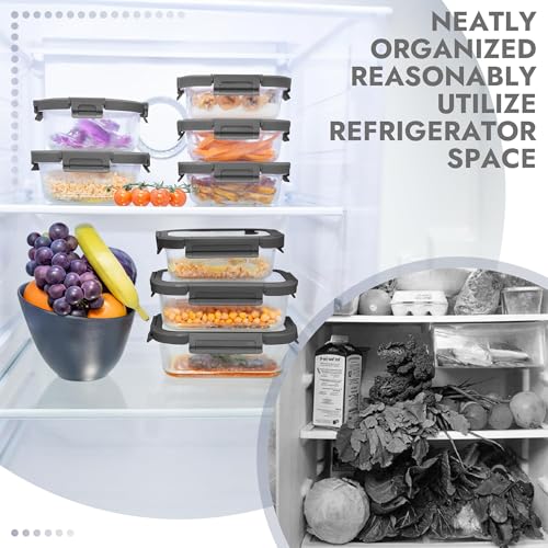 10 Pack Glass Food Storage Containers with Tempered Glass Lids (10 Count)