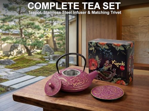 40 Oz Purple Dragon Cast Iron Teapot