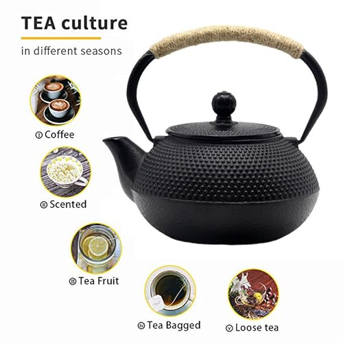 30.4oz Small Cast Iron Teapot Set with Candle Warmer