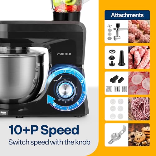 6-in-1 Stand Mixer, 8.5-Quart Tilt-Head Mixer, 10 Speeds, Black
