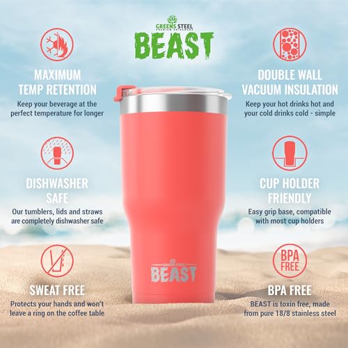 Beast 40 oz Tumbler Stainless Steel Vacuum Insulated Coffee Ice Cup Double Wall Travel Flask