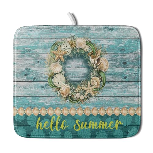 Hello Summer Dish Drying Mat for Kitchen Counter