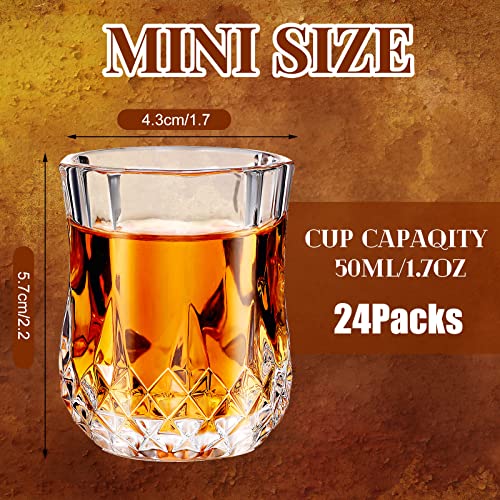 24 Pcs 1.7 oz Mini Shot Glasses Set Whiskey Tasting Glasses Heavy Duty Base Clear Shot Cup Cute Cordial Mini Wine Cups for Bourbon