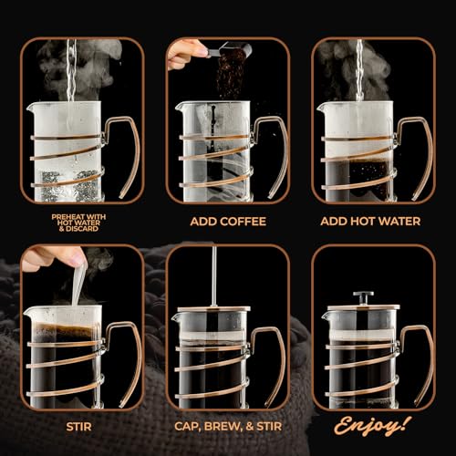 French Press Coffee Maker 27oz with 4 Filters System