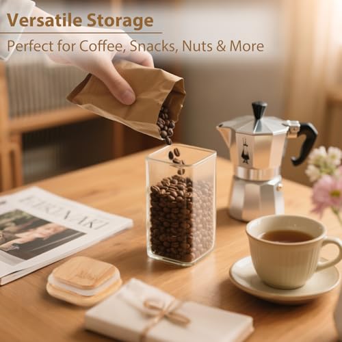 12 Pack 10 oz Square Glass Spice Jars with Lids and Labels (12 Count)