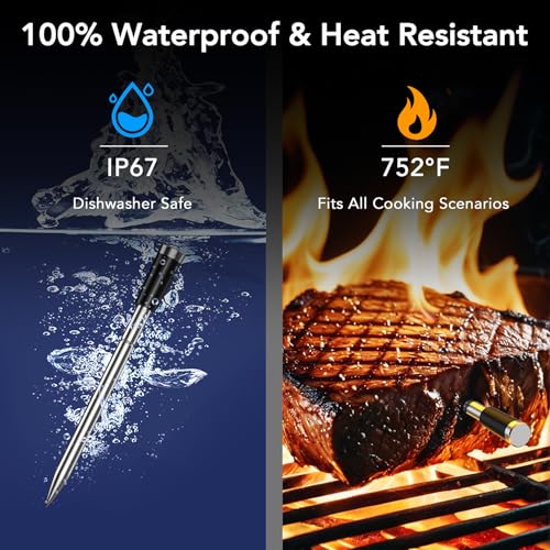 Wireless Meat Thermometer Bluetooth with Digital Standalone Base