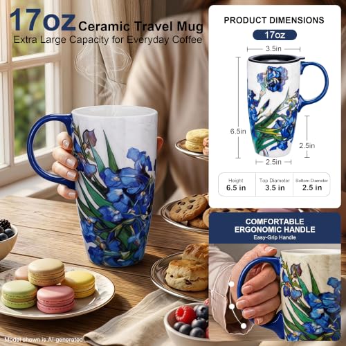 17oz Ceramic Travel Mug with Lid & Gift Box
