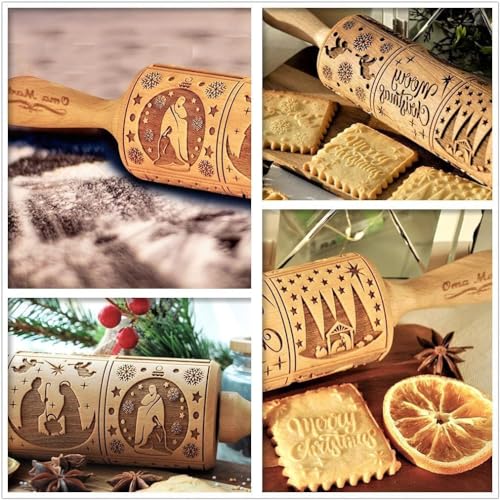 Christmas Wooden Rolling Pin for Baking