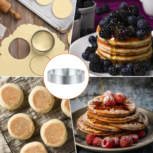 Round Cake Ring 3.15 x 1 Inch Seamless Stainless Steel Pastry Mousse Dessert Ring Mirror Coating for Baking Cooking English Muffins Crumpet Making Tool