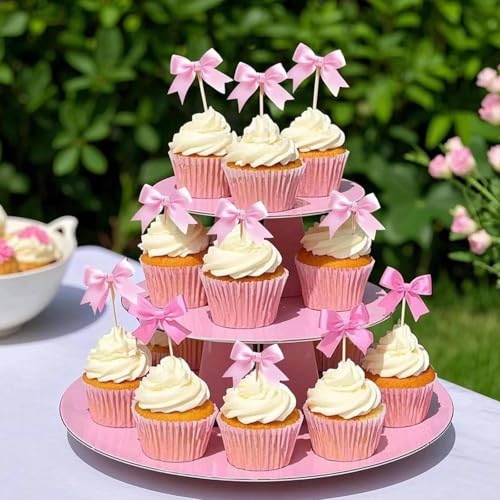 Pink Bow Cupcake Toppers