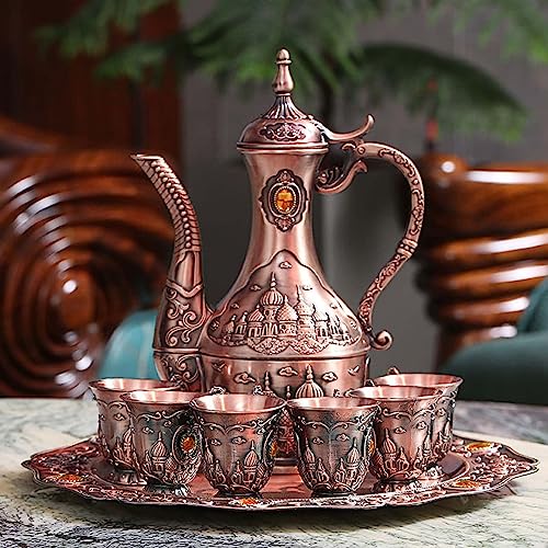 Turkish Tea Coffee Cup and Pot Set Including Teapot