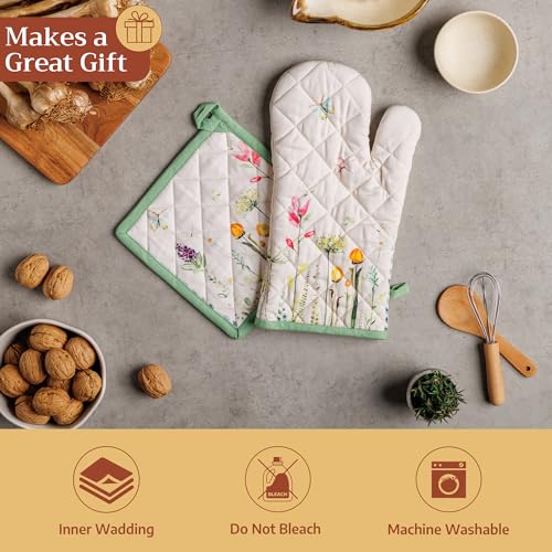 100% Cotton Oven Mitt & Pot Holder Set