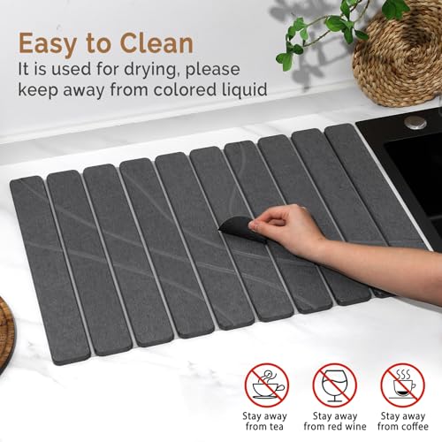 Large Stone Dish Drying Mat for Kitchen Counter (2 Count)
