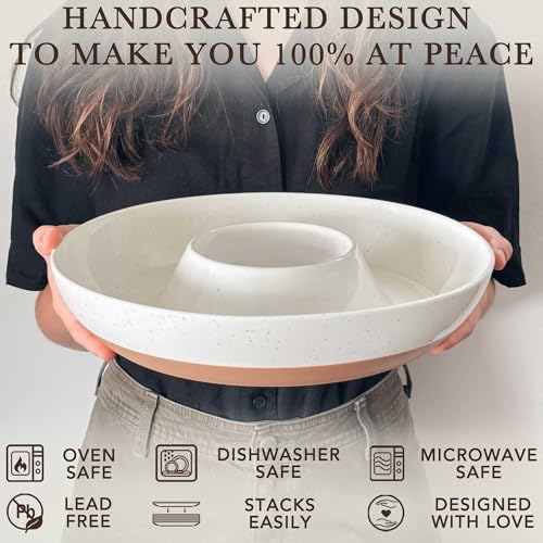 Ceramic Chips and Dip Serving Tray