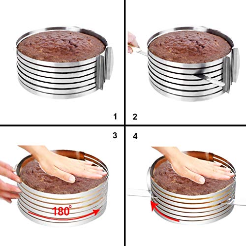 Stainless Steel Mousse Cake Rings 2 Pieces Cakes Slicer Adjustable Multilayer Circular Molding Plating Forming Round Pastry Rings