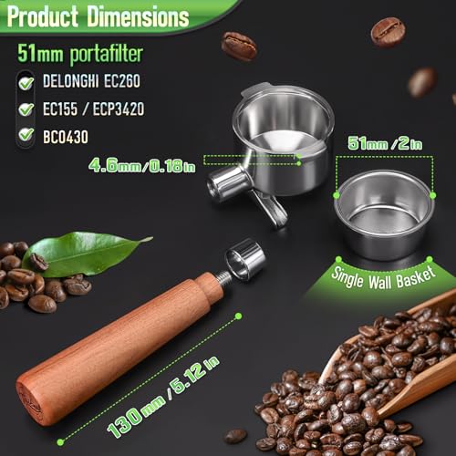 51mm 2 Ear Portafilter for DeLonghi EC260