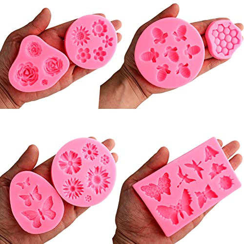 Silicone Mold Flower 8pcs Chocolate Fondant Polymer Clay Candy Gummy Mold (8 Count)