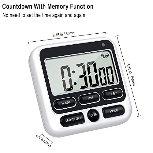 4-in-1 Digital Timer with Count Up/Down, Clock & Alarm, Ring & Silent Modes
