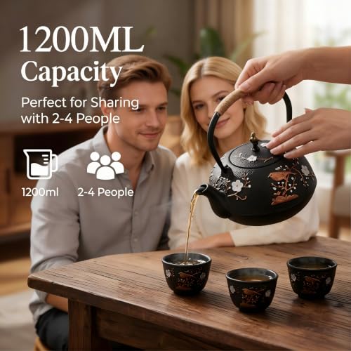40.6oz Cast Iron Teapot for Stovetop