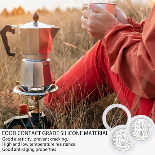 2 Pcs Filter with 3 Pcs Silicone Gasket Seals for 9 Cup Stovetop Espresso Coffee Maker Replacement Parts for DITOSH Aluminium Moka Pot (6 Count)