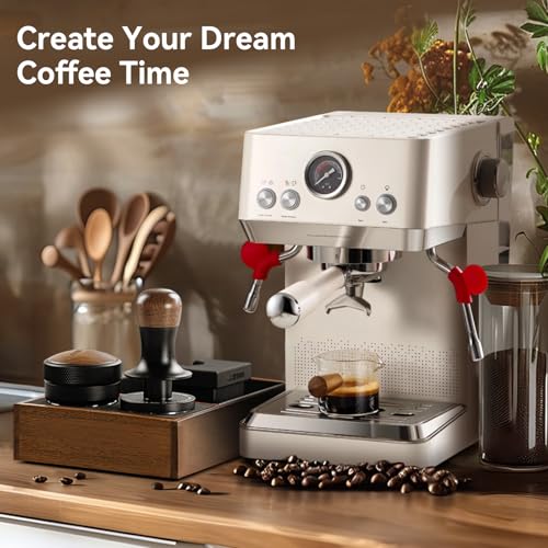 53.35mm Espresso Coffee Tamper with Three Spring Loaded Calibrated Espresso Tamper 30lbs 54mm Espresso Hand Tamper with Sound Feedback Titanium Coating Black T6177T