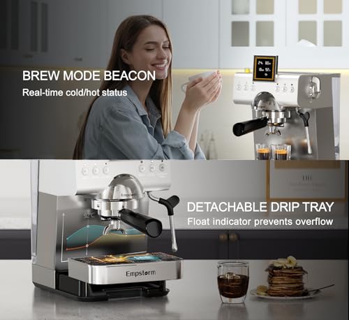 CB2 20 Bar Espresso Machine with Milk Frother Steam 1350W Silver