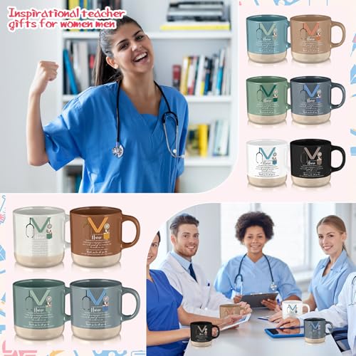 10 Pcs Nephrology Nurses Week Gift 2026 Bulk Thank You Mugs Inspirational Ceramic Coffee Mugs 13 oz Appreciation Cups Back to School Gift for Nursing School Teacher Student Staff (10 Count)