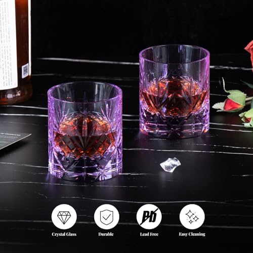 Crystal Whiskey Glasses Set of 2 Hand Blown Old Fashioned Glasses