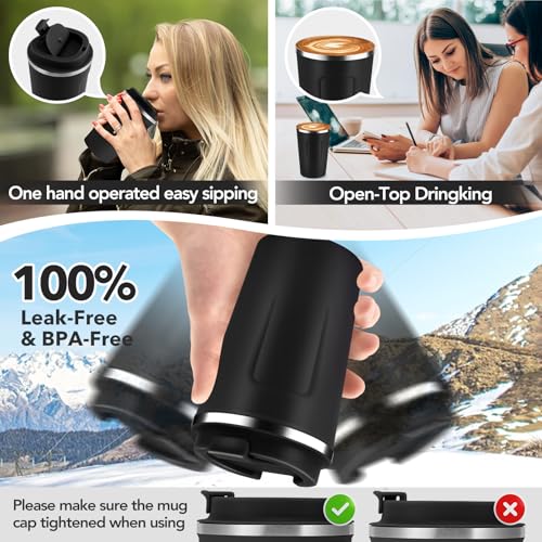 12 oz Double Wall Insulated Vacuum Travel Coffee Mug with Flip Lid Bulk 8 Pack (8 Count)