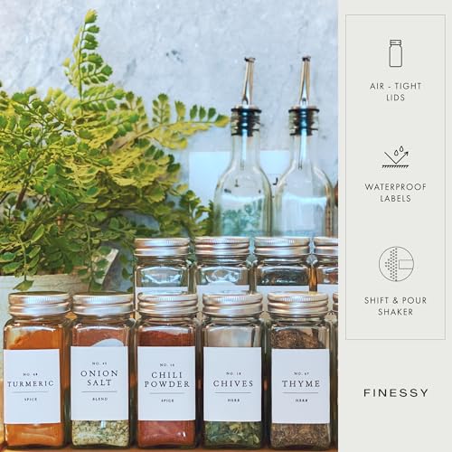 Thick Glass Spice Jars With Metal Lids And Labels (36 Count)