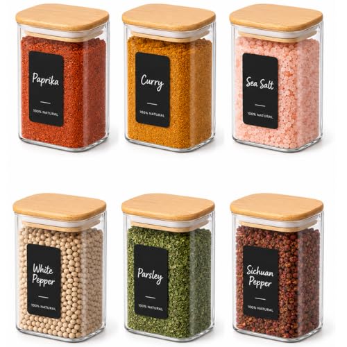 Glass Spice Jars 8oz Set of 6 (6 Count)