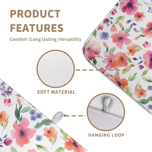 Spring Floral Dish Drying Mat Flowers Summer Kitchen Mat Dish Drying Pad Absorbent Dish Dryer Mat for Kitchen Countertops Microfiber Dishes Drainer Pad Dish Drying Rack Mat