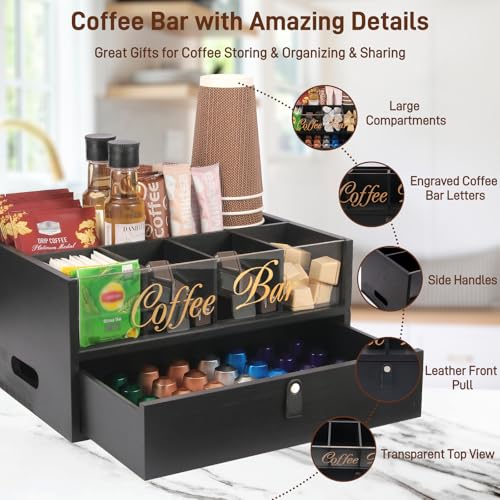 2 Tier Coffee Bar Organizer with Clear Acrylic Top