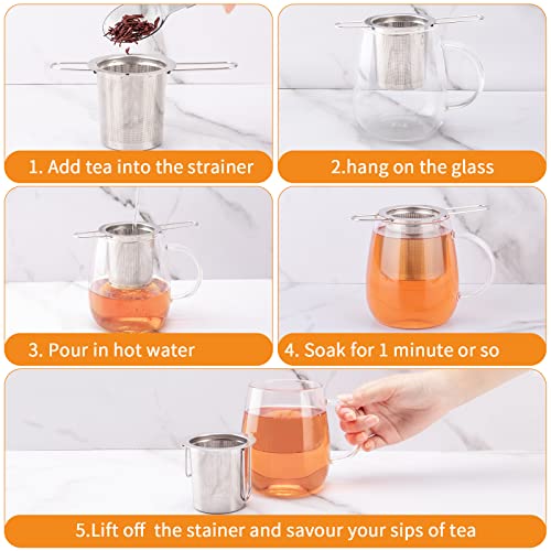 Tea Infuser Evmliy Stainless Steel Tea Strainer Sitting in Mugs