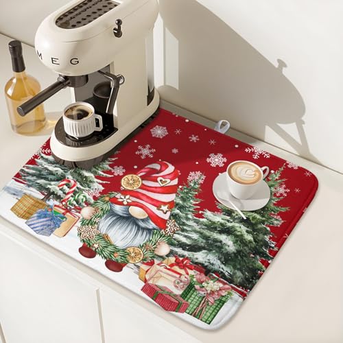 Christmas Dish Drying Mat for Kitchen Counter