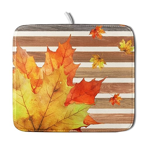 Autumn Golden Maple Leaf Dish Drying Mat for Kitchen Counter