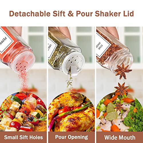 Spice Jars with Labels 36 Pcs 4 oz Glass Bamboo Lids Shaker Set (36 Count)